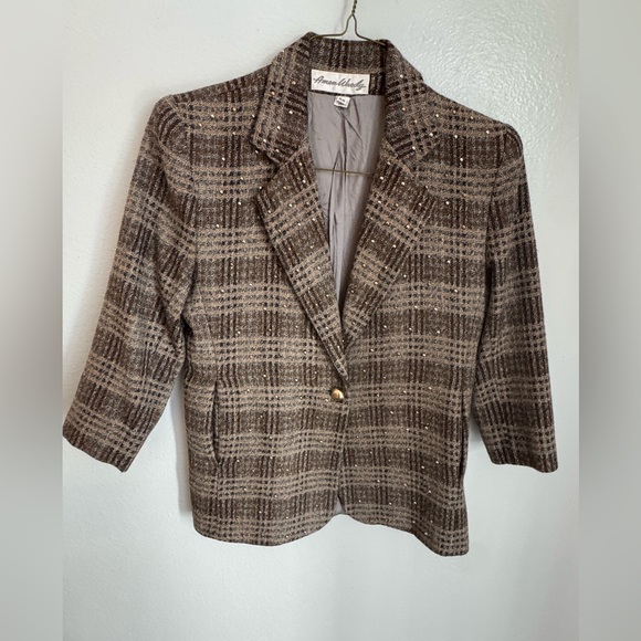 Amen Wards Women's Plaid Wool Blazer Jacket XS - Picture 1 of 6